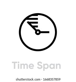 Time Span icon. Editable line vector. Clock icon. Single Pictogram