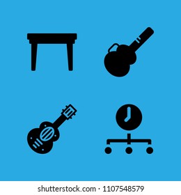 time, spanish guitar, table and guitar protector icons vector in sample icon set for web and graphic design