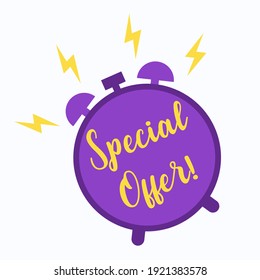 Time special offer in flat design with shadow.