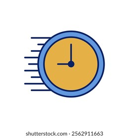 Time speed vector icon, flat design funny clock symbol.