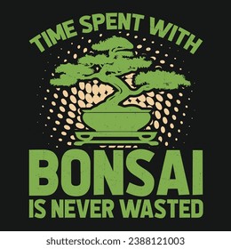 Time spent with Bonsai Tree Vector Typography Design