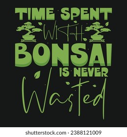 Time spent with Bonsai Tree Vector Typography Design