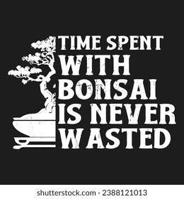 Time spent with Bonsai Tree Vector Typography Design