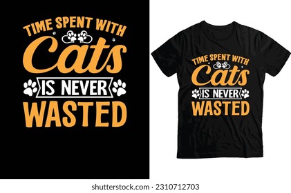 Time spent with cats is never wasted t-shirt design, cats t shirt design