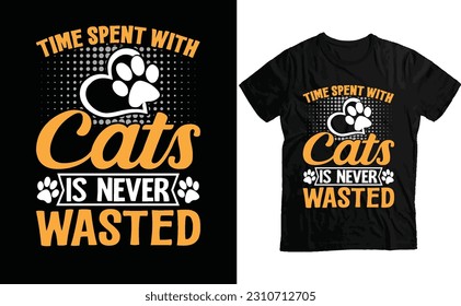 Time spent with cats is never wasted t-shirt design, cats t shirt design