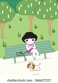 Time Spent With Dog Is Never Wasted Character illustration