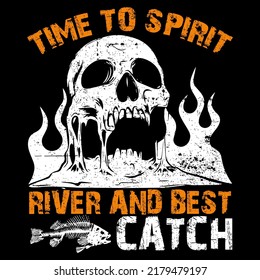 TIME TO SPIRIT RIVER AND BEST CATCH Fishing t shirt and mug design vector illustration