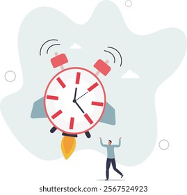 Time to start new business, entrepreneurship to launch project or time management concept.flat characters.