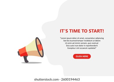 It's time to start, speech bubble banner. Can be used for business, marketing and advertising. Vector illustration.