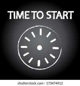 time to start words on chalkboard design.  vector illustration.