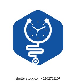 Plantilla de diseño del logotipo vectorial del estetoscopio temporal. Concepto de logotipo médico o farmacéutico.