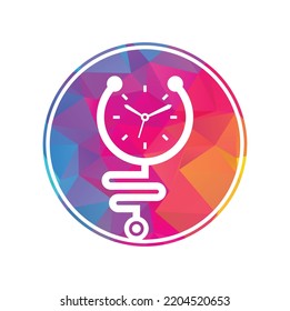 Time stethoscope vector logo design template. Health and medical or pharmacy logo concept.