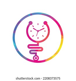 Time stethoscope vector logo design template. Health and medical or pharmacy logo concept.