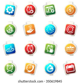 Time stickers label icon set