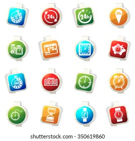 Time stickers label icon set