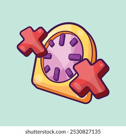 Time Stop Clock Vector Illustration in Flat Design Cartoon Style