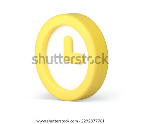 Time stopwatch chronometer yellow deadline checking alarm clock badge 3d icon realistic vector illustration. Timer countdown interval accurate measurement speed competition race timekeeping app
