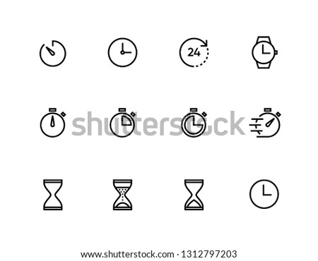 Time, Stopwatch and clock line icons. Vector linear icon set