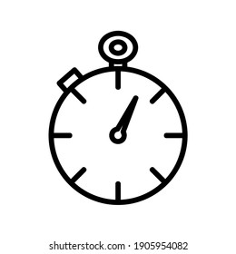 Time stopwatch icon. Clock pictogram. Flat symbol for web. Line stroke. Isolated on white background. Vector eps10