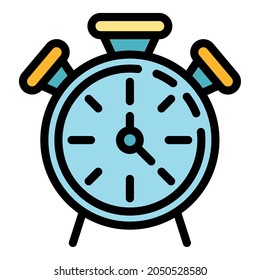 Icono de cronómetro. Esquema tiempo de parada vectorial icono color plano aislado