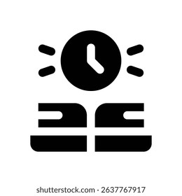 time to study glyph icon. Strong and solid vector icon for websites, mobile interfaces, presentations, and visual branding. High quality and easy to edit.