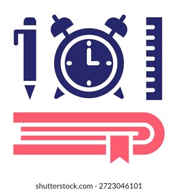 Tiempo Para Estudiar Icono Color Relleno Estilo Ilustración vectorial