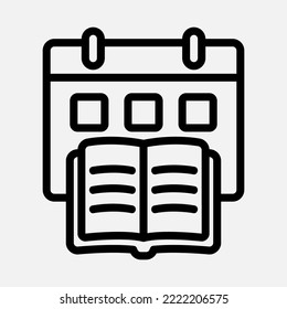 Time to study icon in line style, use for website mobile app presentation