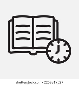 Time to study icon in line style, use for website mobile app presentation