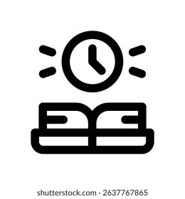 time to study line icon. Clean and minimalist vector icon for websites, mobile apps, presentations, and logos. Fully scalable and customizable for any project.