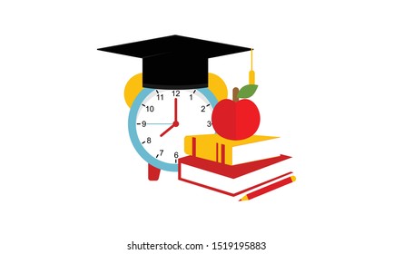 Time to study logo, education illustration logo