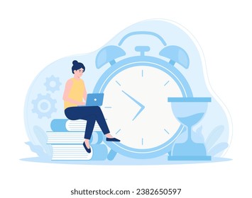 Time to study trending concept flat illustration