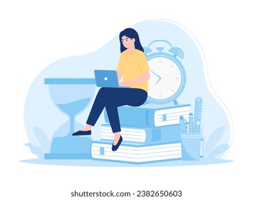 Time to study trending concept flat illustration