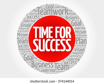 Time for Success circle word cloud, business concept