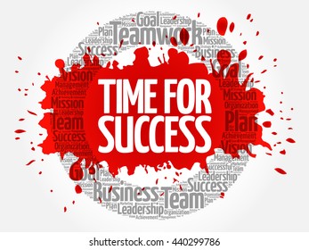 Time for Success circle word cloud, business concept