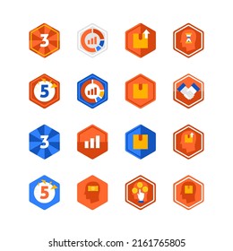Time Success Hexagon Icons Set. Vector Illustration of Business Sign.