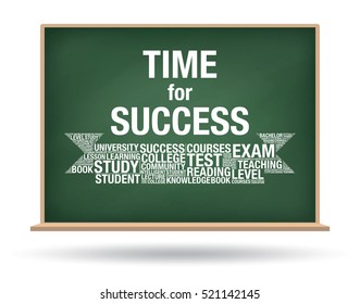 Time for Success on green chalkboard, isolated background
