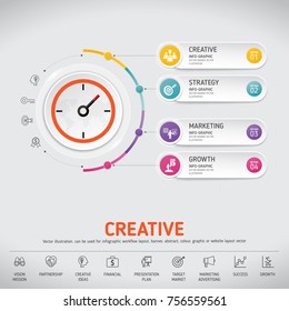 Time for Success, template modern info graphic design. Use for business, marketing, creative, web design, workflow and graphics. Vector, Background.