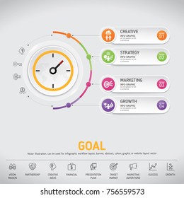 Time for Success, template modern info graphic design. Use for business, marketing, creative, web design, workflow and graphics. Vector, Background.