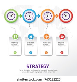 Time for Success, template modern info graphic design. Use for business, marketing, creative, web design, workflow and graphics. Vector, Background.