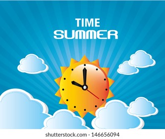 time summer over blue background vector illustration 