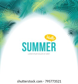 Time of summer vacation. Vector illustration of summer vacation background with palm trees.