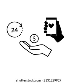 Time support flat concept icon vector image.