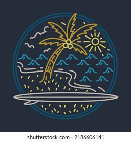 Time to surf in summer graphic illustration vector art t-shirt design