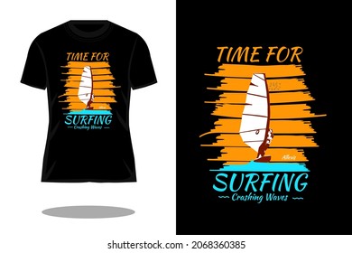 time for surfing silhouette retro t shirt design