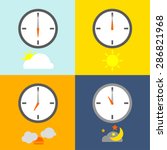 TIME TABLE
clocks show 4 times for people routine and the sky icons indicate the time as usual.