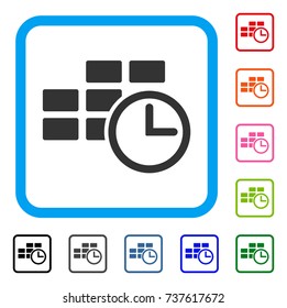 Time Table icon. Flat grey iconic symbol in a light blue rounded frame. Black, gray, green, blue, red, orange color variants of Time Table vector. Designed for web and software user interface.