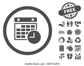 Time Table icon with free bonus symbols. Vector illustration style is flat iconic symbols, gray color, white background.