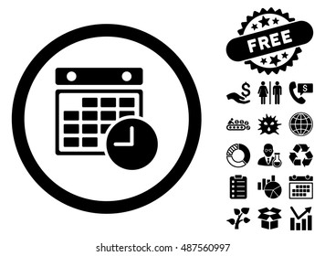 Time Table pictograph with free bonus pictures. Vector illustration style is flat iconic symbols, black color, white background.