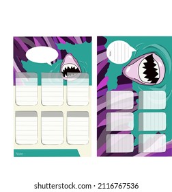 time table purple shark template with copy space area