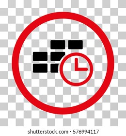 Time Table rounded icon. Vector bicolor illustration style is a flat iconic symbol inside a circle, intensive red and black colors, transparent background. Designed for web and software interfaces.